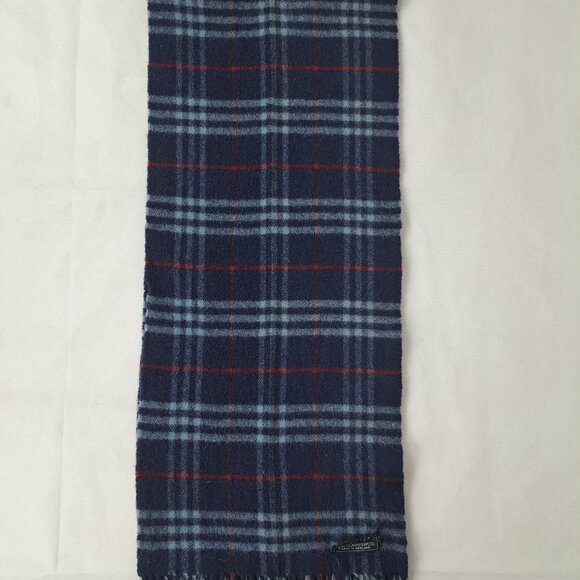 BURBERRY'S of London Vintage Classic Check Scarf 100% Lambswool Navy SCARF - Picture 4 of 7